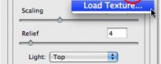 Clicking on the small arrow beside the Texture selection option, then select 'Load Texture'. Image © 2008 Photoshop Essentials.com.