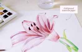 Cold pressed watercolor paper flower painting