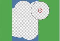 Moving the Backgound Eraser target symbol over a different color in the image. Image © 2010 Photoshop Essentials.com