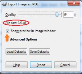 saving image as JPEG in gimp