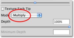 Selecting the Multiply brush mode in Photoshop's Brushes panel. Image © 2010 Photoshop Essentials.com