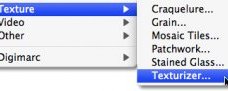 Selecting the Texturizer filter from the Filter menu in Photoshop. Image © 2008 Photoshop Essentials.com.