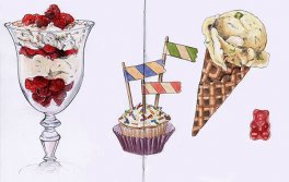 watercolor dessert sketches